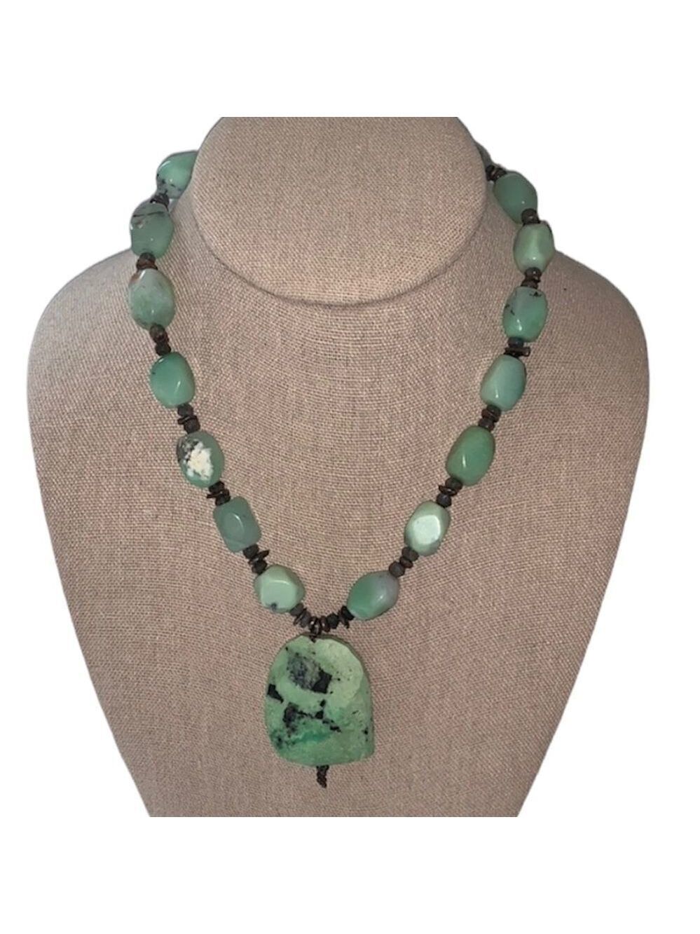 Vintage Green Agate Stones with Spacers of Beads & Metal